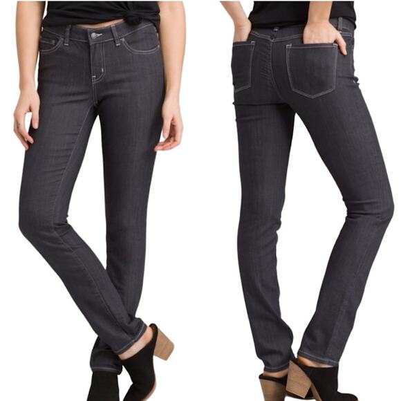 PrAna Charcoal Grey Kara Low Rise Semi Stretch Skinny Jeans Size 12 Y2K Punk - Picture 1 of 14